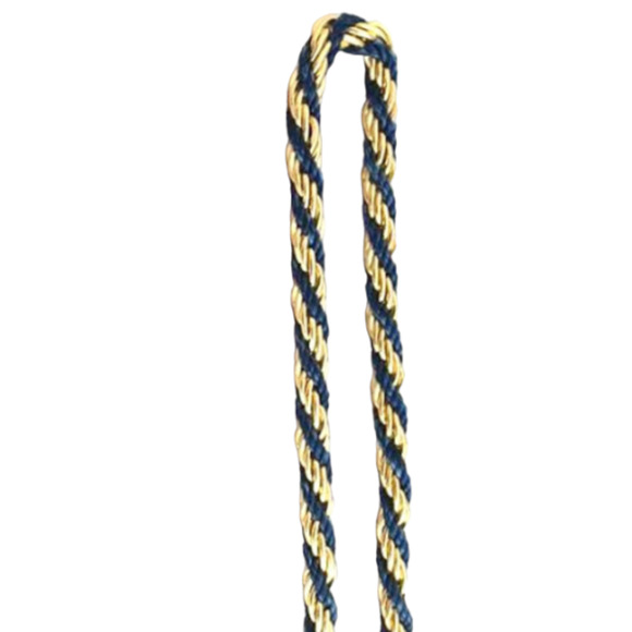 Vintage 80's Blue & Gold Rope Necklace -  Navy and Gold Plated Twisted Necklace - Picture 3 of 5